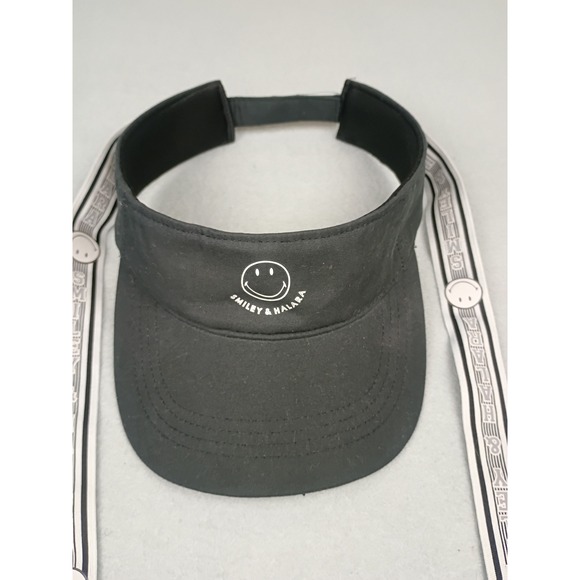 HALARA Accessories - Halara x Smiley Black Sun Visor Athletic Hat with Ribbon Ties Logo Print